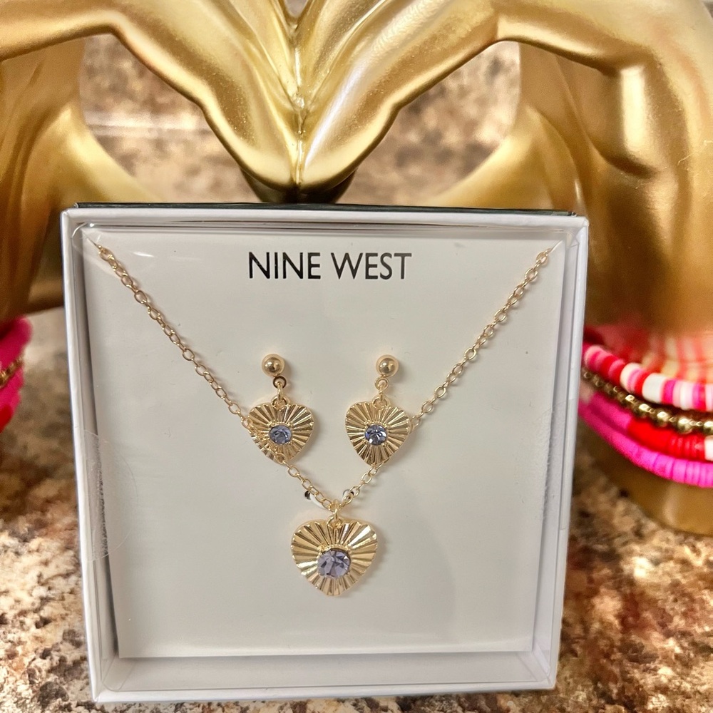 Nine West Gold and Silver Heart Jewelry Set NIB